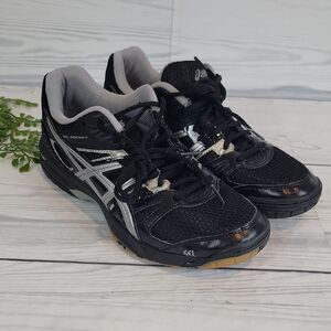 Asics Gel Rocket Black and Silver Athletic Shoes Womens Size 8
